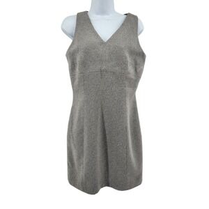 Alberto Makali New York Dress‎ 10 Gray Herringbone Sleeveless Lined Classic Vtg